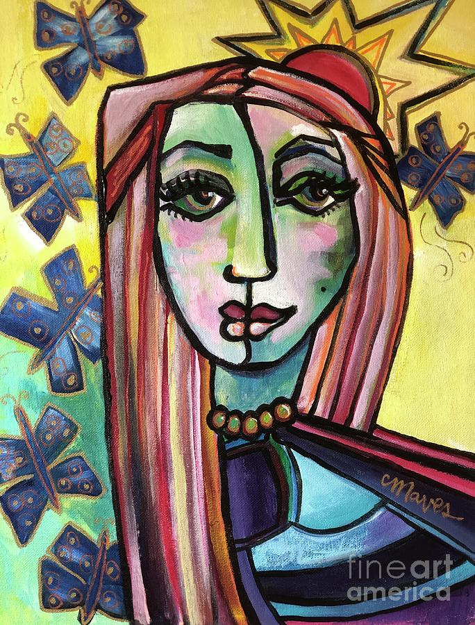 Quarantine Girl With Butterflies Painting by Laurie Maves ART