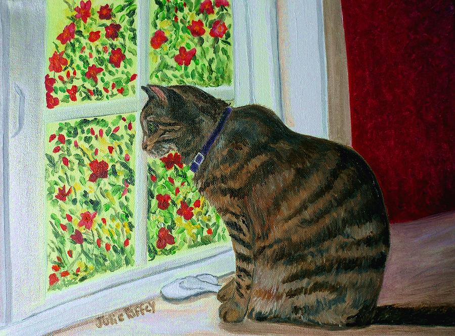 Quarantined Kitty Painting by Julie Brugh Riffey