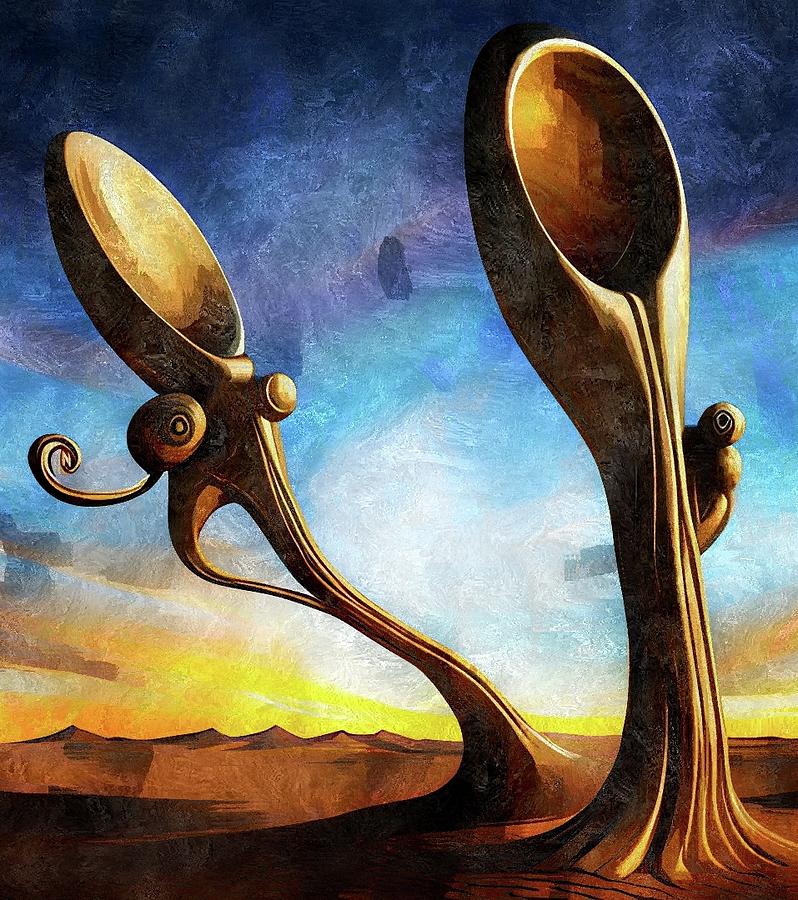 Quarreling Spoons Digital Art by Ally White