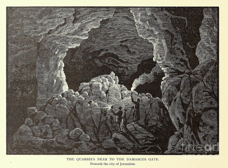 Quarries near Damascus Gate, Jerusalem c1 Drawing by Historic ...