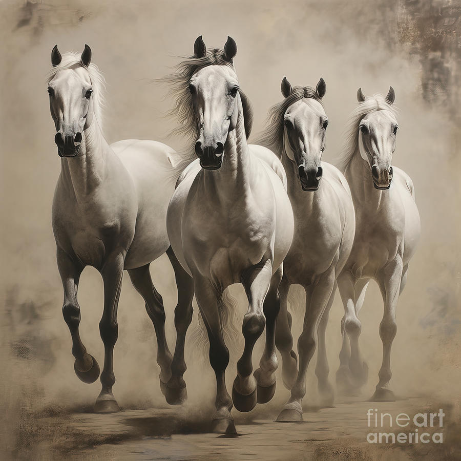 Quarter Horses Digital Art by Carlos Diaz