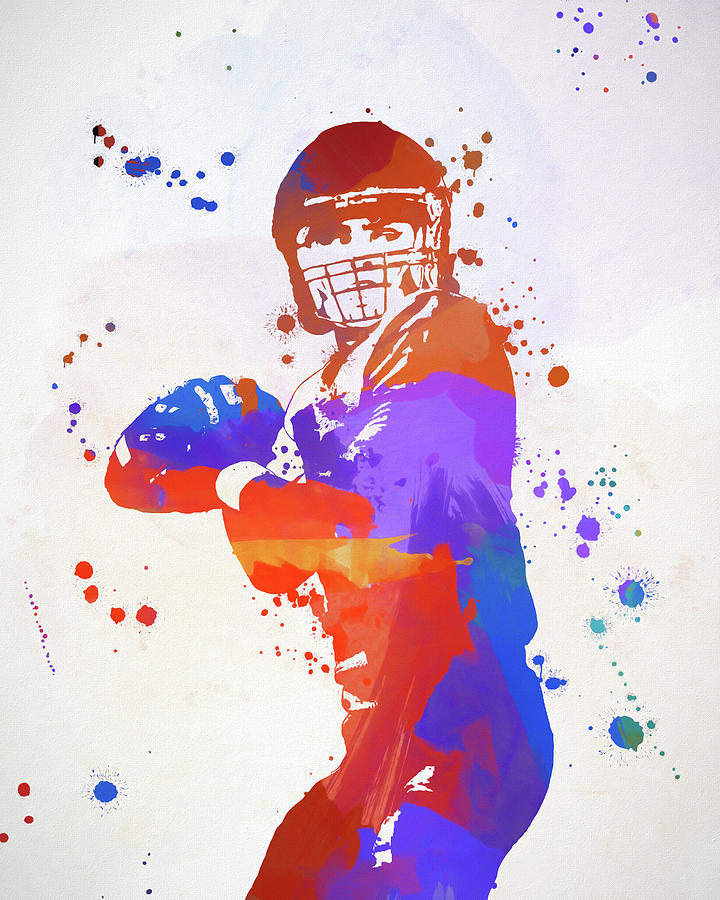 Quarterback Football Player Color Splash Painting by Dan Sproul