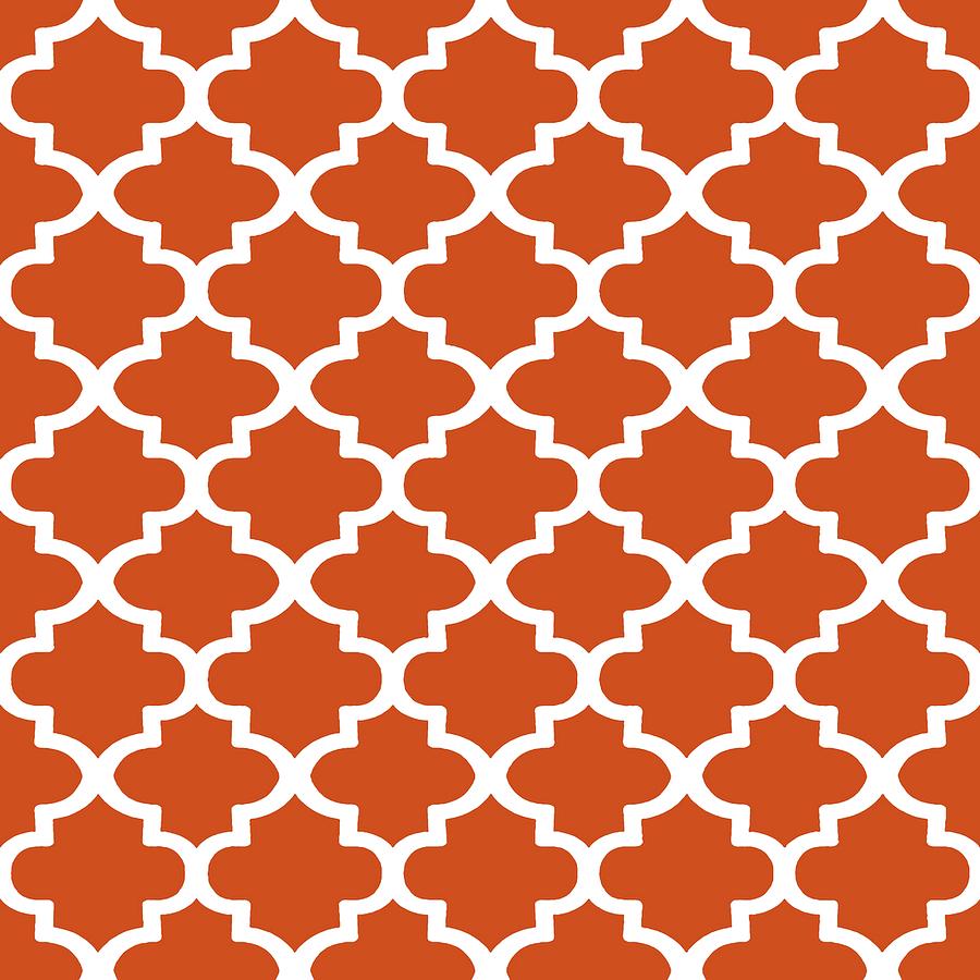Quatrefoil Pattern In Burned Orange Painting by Taiche Acrylic Art