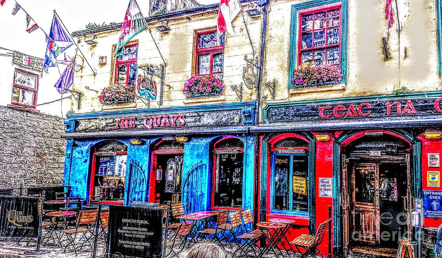 Art print of Quays pub Galway Ireland  Painting by Mary Cahalan Lee - aka PIXI