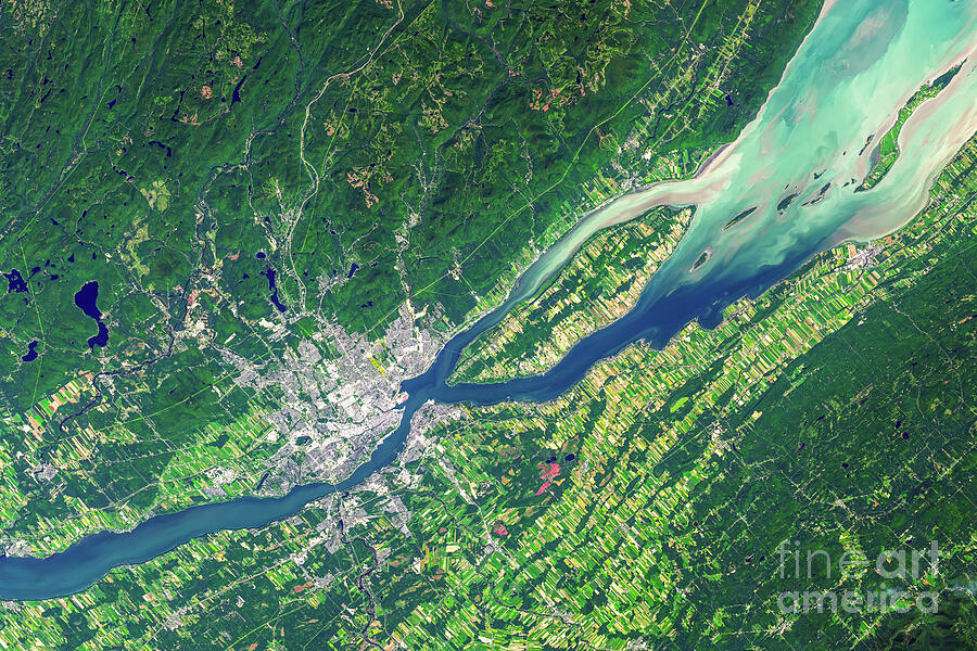 Quebec City and the Saint Laurent river, view from space Photograph by Best of NASA