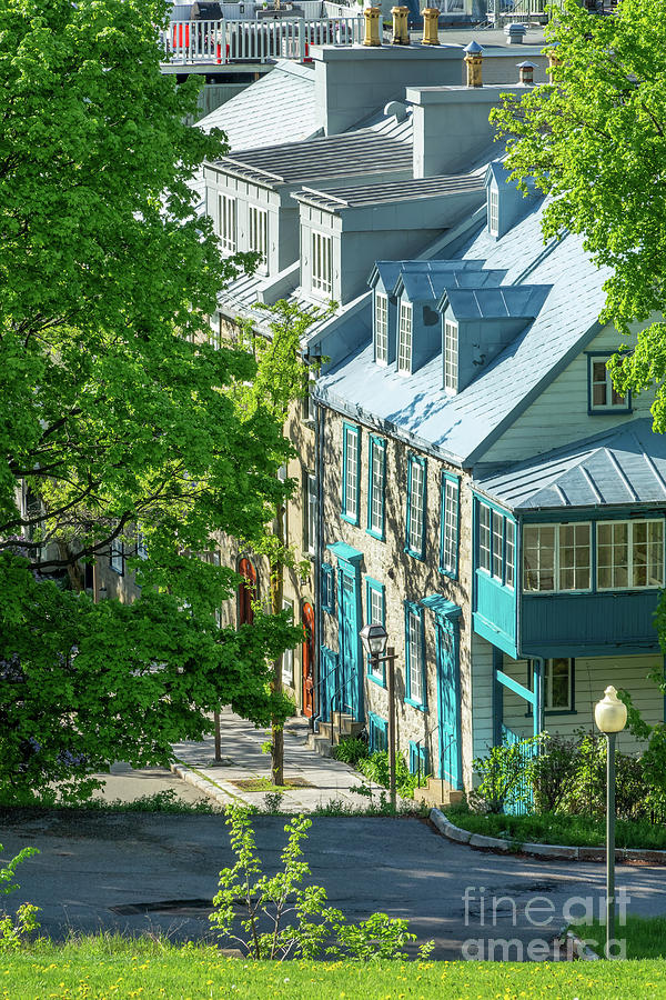 Quebec City in blue and green Photograph by Delphimages Photo Creations