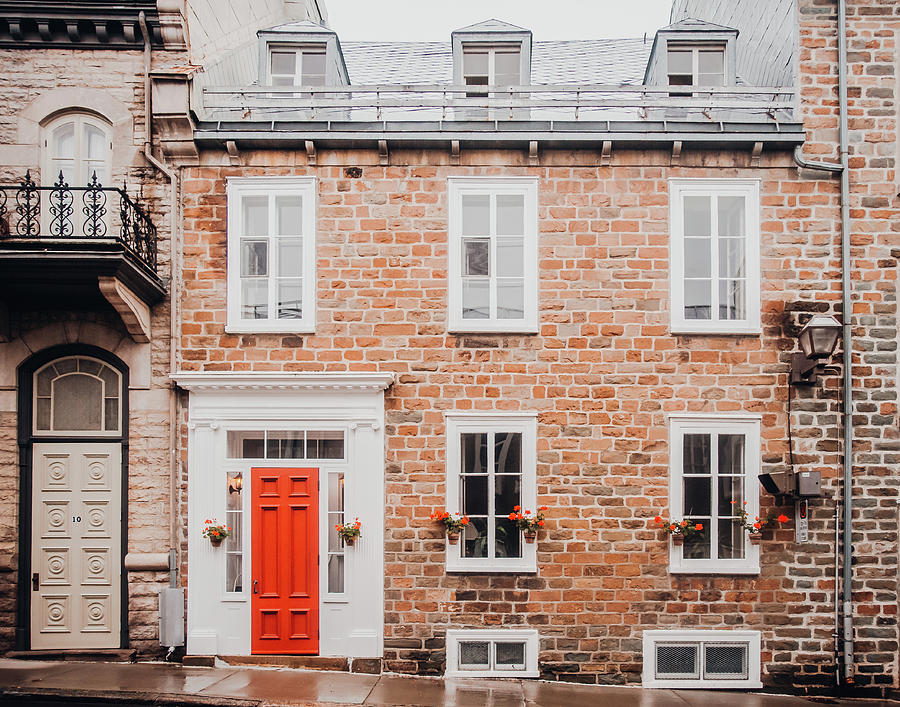 Architecture Photograph - Quebec City Red Door by Sonja Quintero