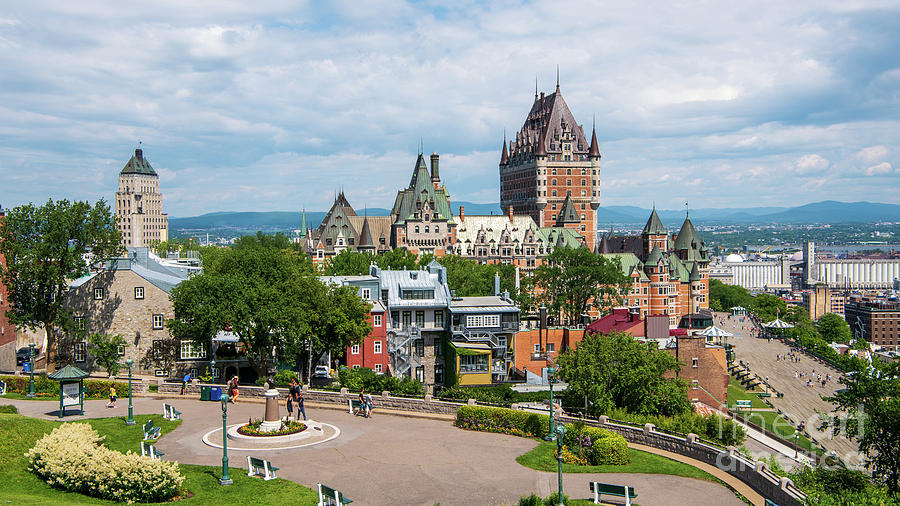 Quebec City with Chateau Frontenac overlooking the Saint Lawrence River ...