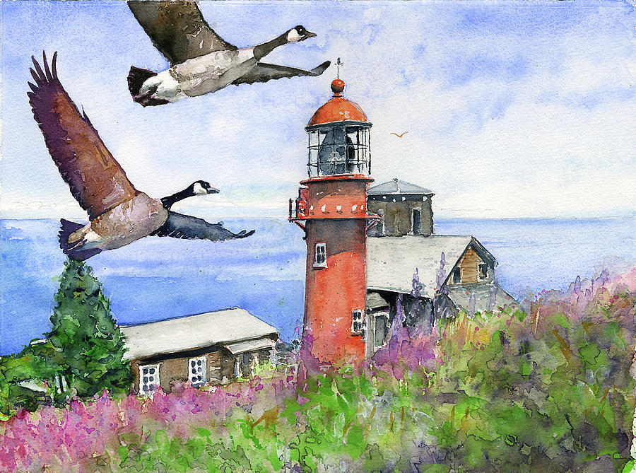 Quebec Lighthouse Painting by John D Benson