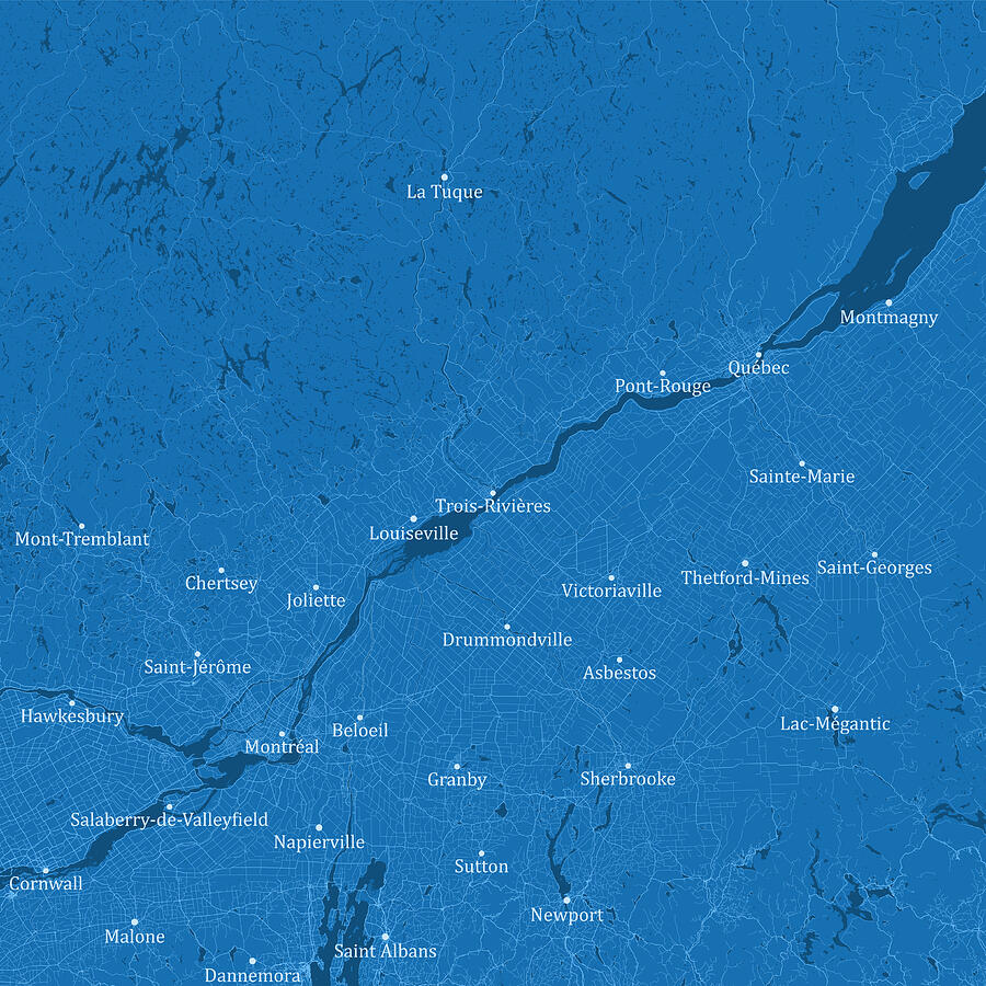 Quebec Montreal Area City Vector Road Map Blue Drawing by FrankRamspott Quebec Montreal Area City Vector Road Map Blue Drawing by FrankRamspott