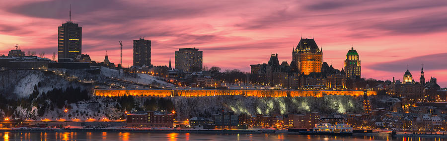 Quebec_city_winter_sunset_pano_DRI Photograph by Jean Surprenant