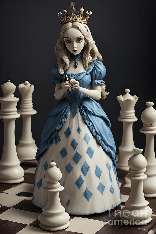 Queen Digital Art - Queen amid chess realm by Sen Tinel