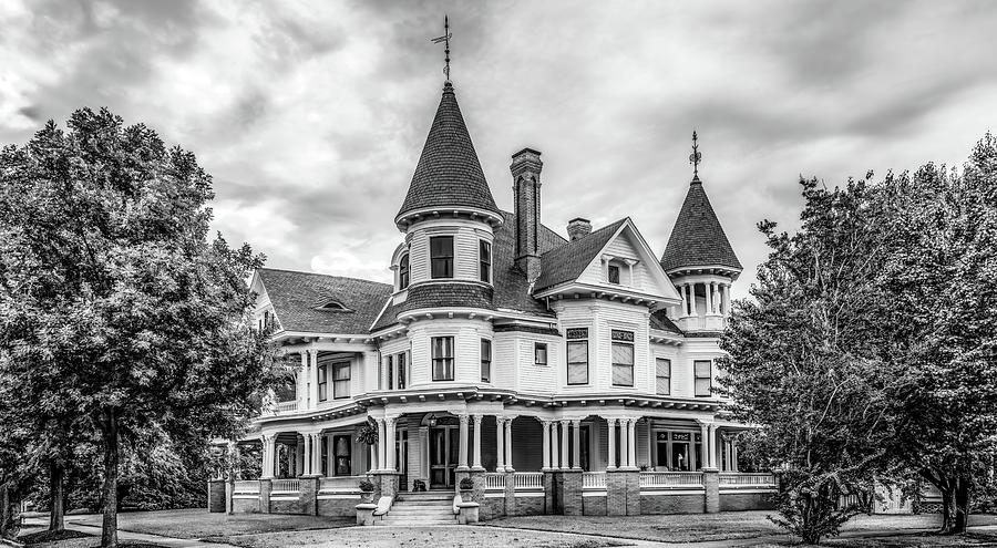 Queen Anne Showpiece of New Bern, Black and White Photograph by Marcy Wielfaert