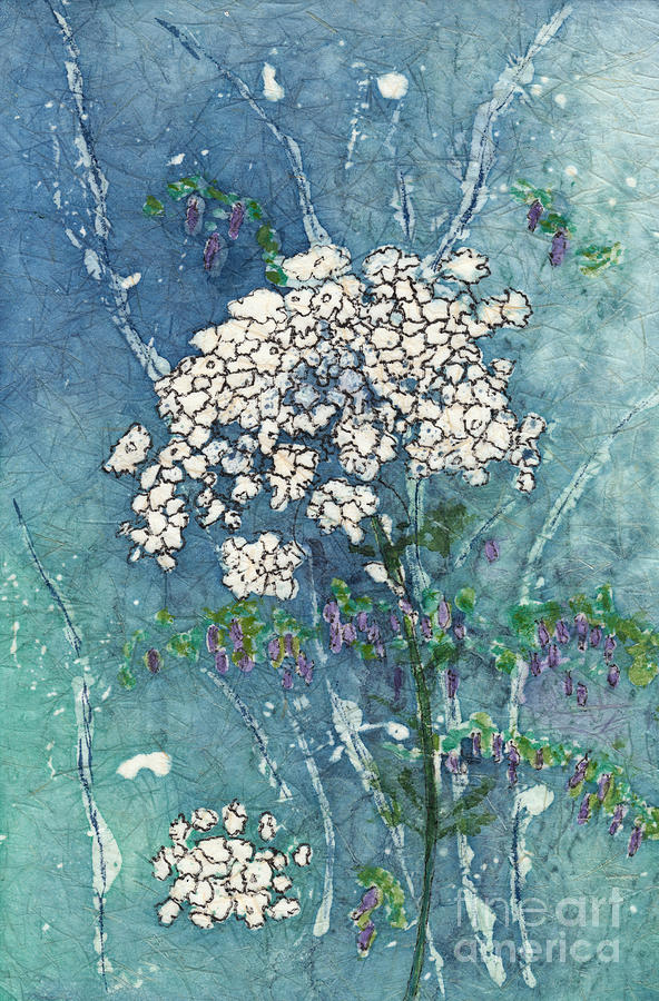 Queen Annes Lace And Wild Cowpeas Watercolor Batik Mixed Media