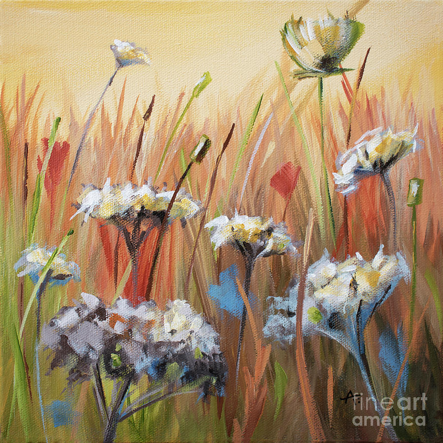 Queen Annes Lace - Yellows Painting by Annie Troe