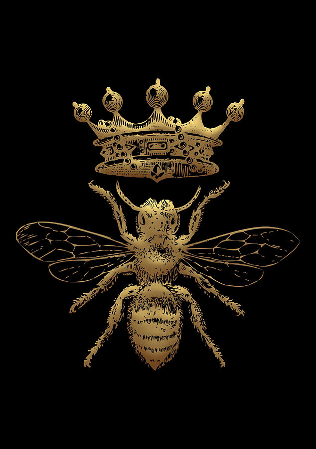 Queen Bee Vintage Honey Bees Gold and Black Painting by Harvey Colin ...