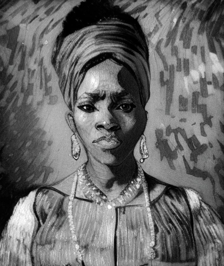 Queen Black and White Mixed Media by Royce Mozley - Fine Art America