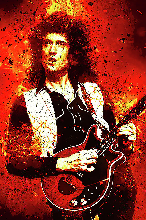 Brian May Digital Art - Queen Brian May Art Dragon Attack by James West by The Rocker