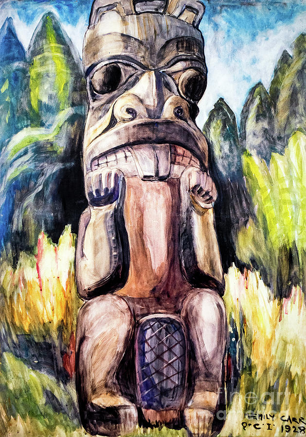 Queen Charlotte Islands Totem by Emily Carr 1928 Painting by Emily Carr