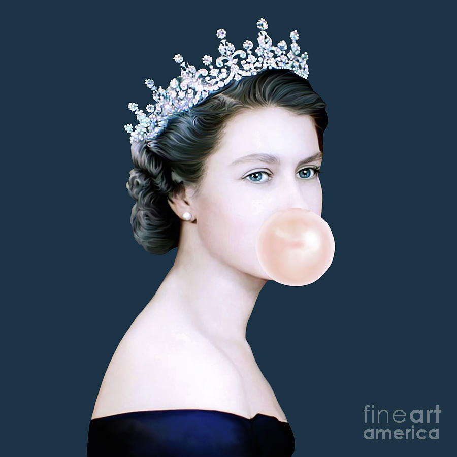 Queen Elizabeth Blowing Pink Bubble Gum Digital Art By Artworkzee 1774