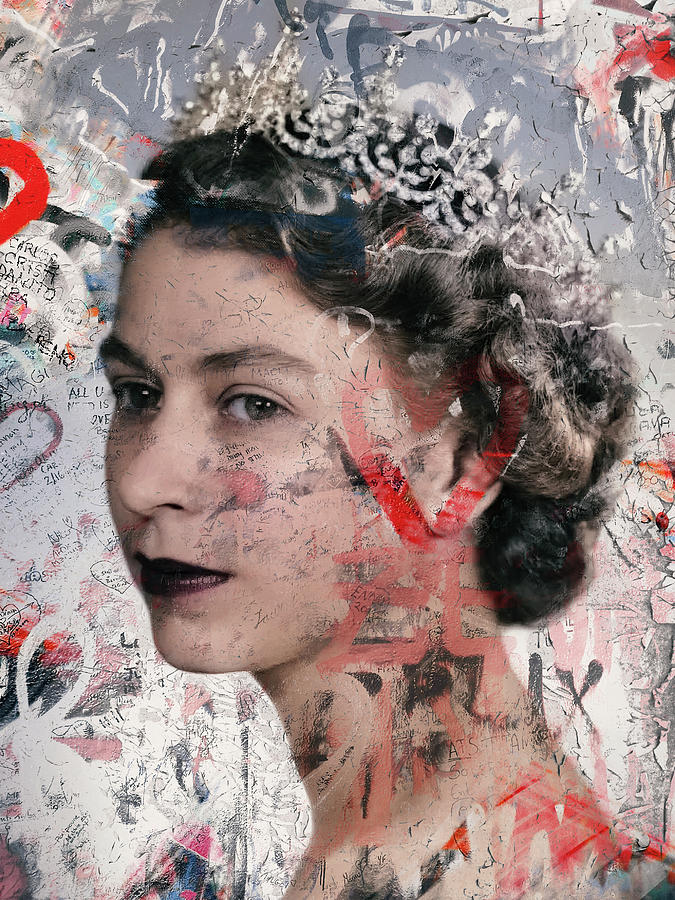 Queen Elizabeth Graffiti Digital Art by Mike Taylor