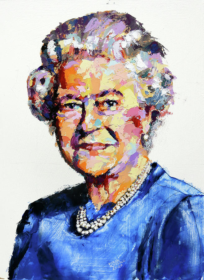 watercolour portrait Celebrities Illustration wall art Queen Elizabeth II 