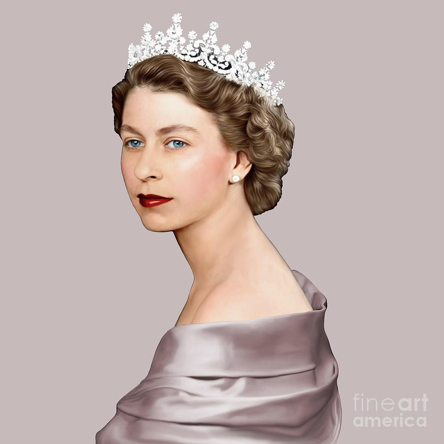 Queen Elizabeth II in pink satin Digital Art by Artworkzee Designs - Pixels