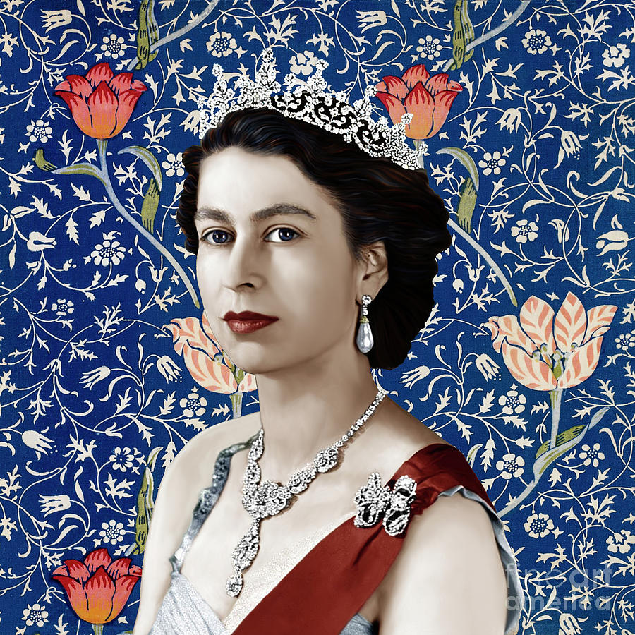 QUEEN ELIZABETH II with Vintage Medway Tapestry Digital Art by