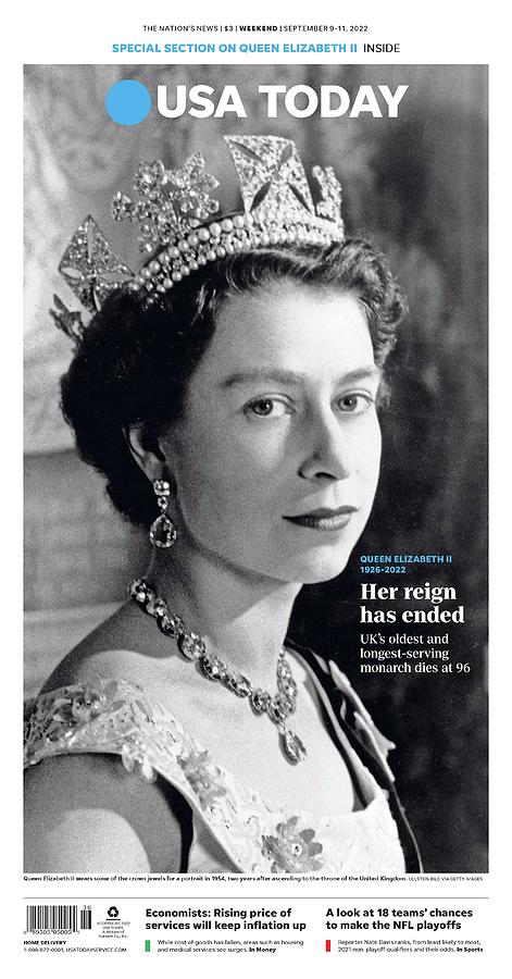 Queen Elizabeth Special Section Cover September 9, 2022 Digital Art by Gannett