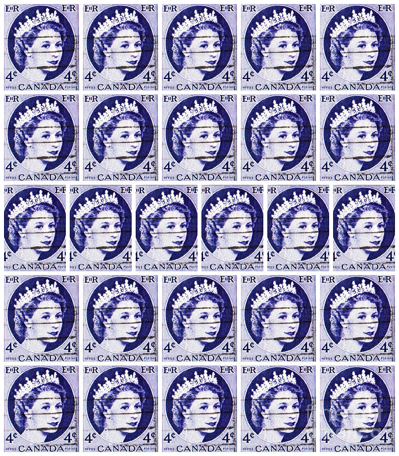 Queen Elizabeth Stamps Mixed Media by Sally Edelstein