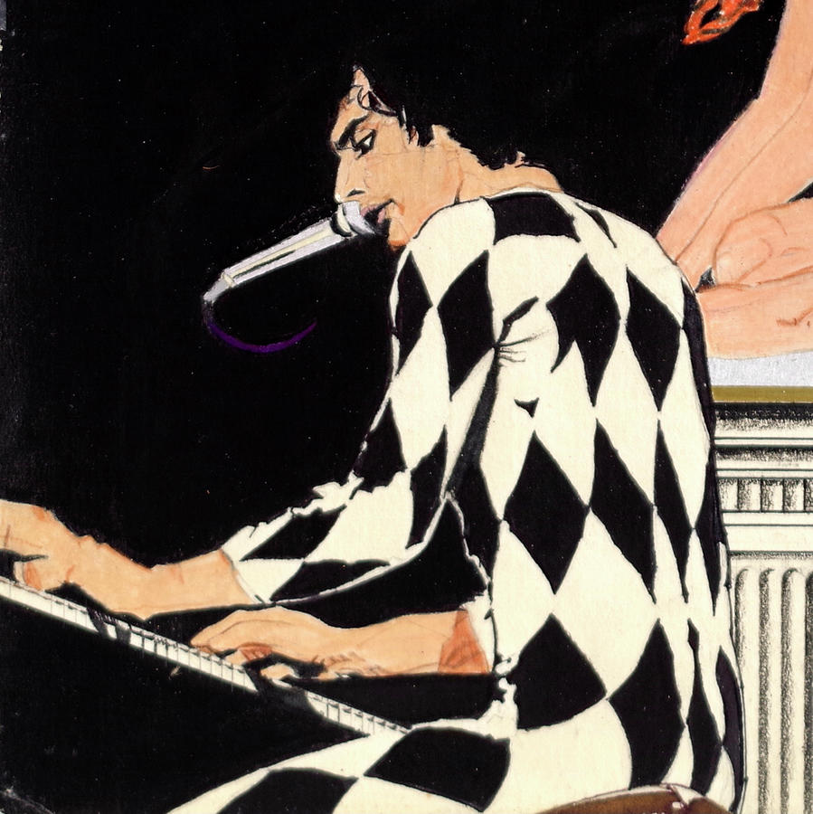 Queen Live - Freddie Mercury At The Keys - detail Drawing by Sean Connolly