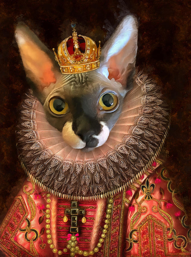 Queen Koshka - Medieval Regal Cat Portrait by Milly May.