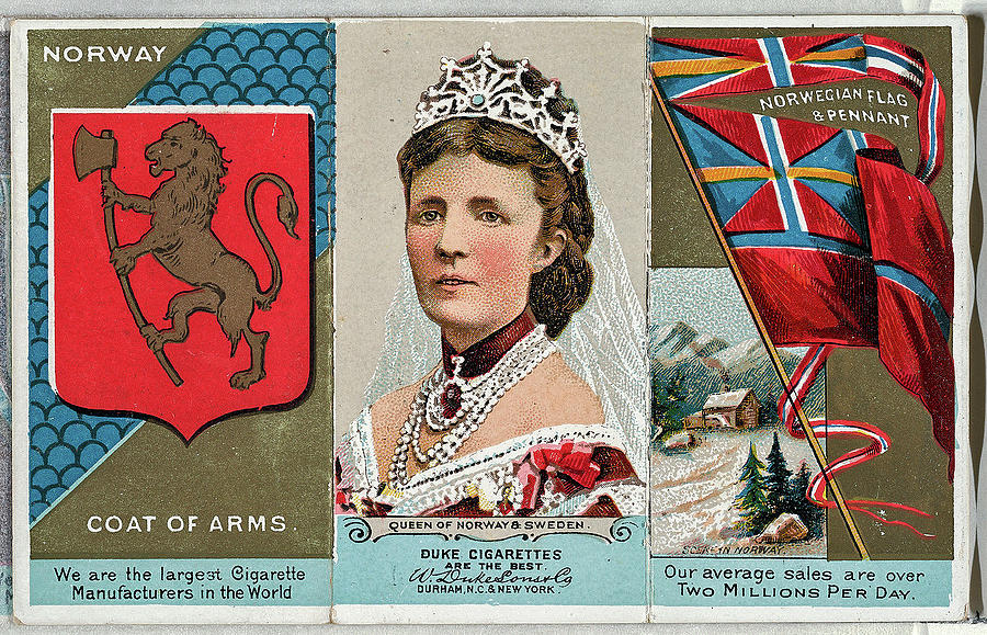 Queen of Norway and Sweden from the Rulers Flags and Coats of Arms series N126 2 issued by W Duke So Painting by Artistic Rifki