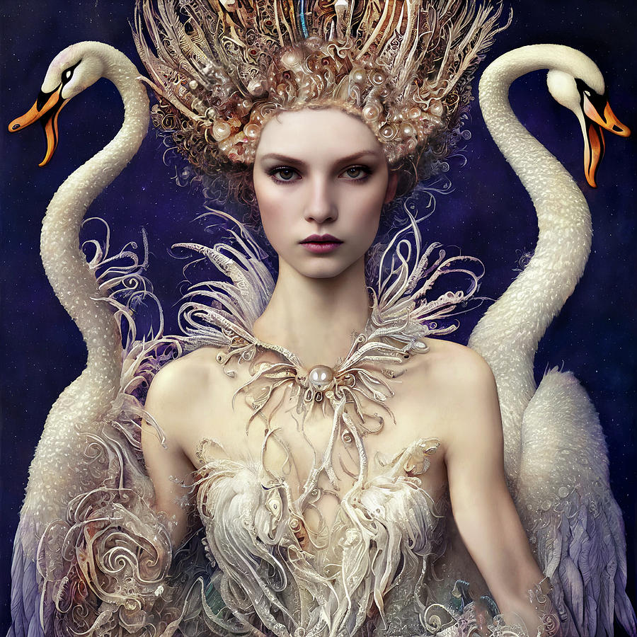 Queen of Swans Digital Art by Peggy Collins