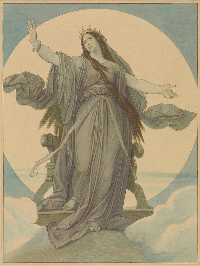 Queen of the Night. Date/Period Ca. 1864 - 1867. Drawing. Watercolor over graphite. Painting by Moritz von Schwind