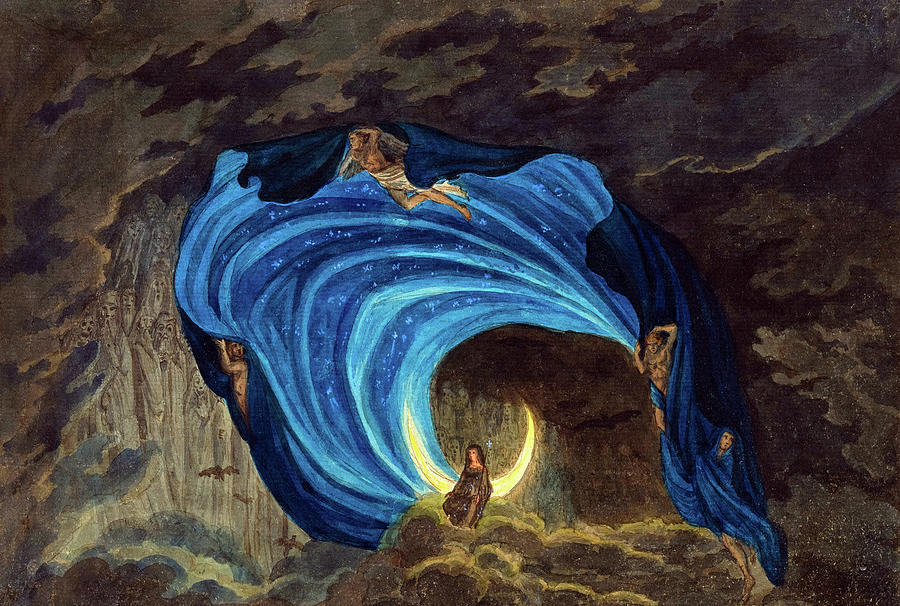 Wolfgang Amadeus Mozart Painting - Queen of the Night Scene, Mozarts Magic Flute by Simon Quaglio