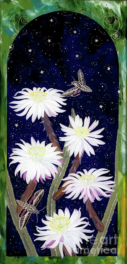 Night Blooming Cactus Painting - Queen of the Night by Sue Betanzos