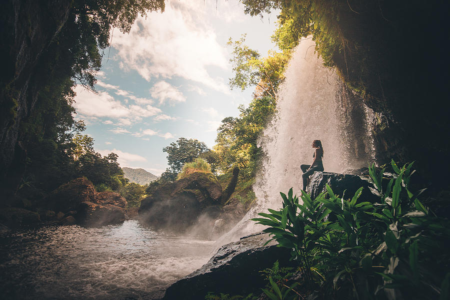 Queensland rainforest waterfall girl Photograph by John Crux Photography