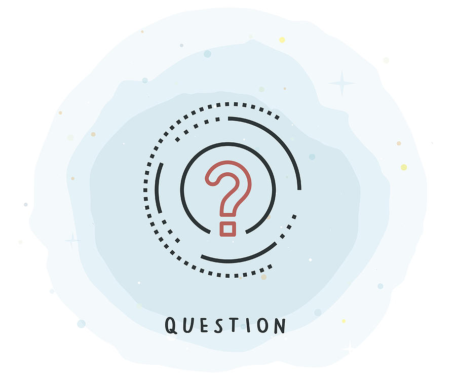 Question Icon with Watercolor Patch Drawing by Enis Aksoy