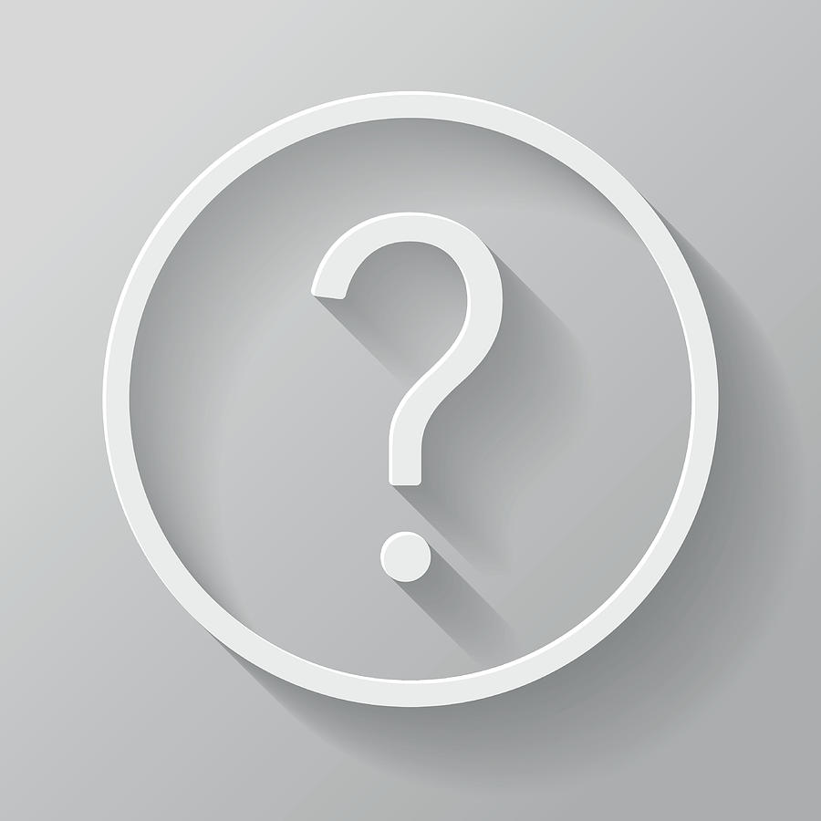 Question Mark Paper Thin Line Interface Icon With Long Shadow Drawing by Bortonia