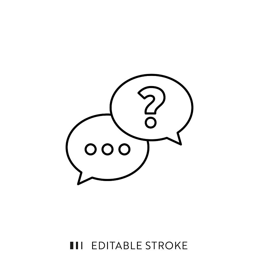 Questions and Answers Line Icon with Editable Stroke and Pixel Perfect. Drawing by Esra Sen Kula