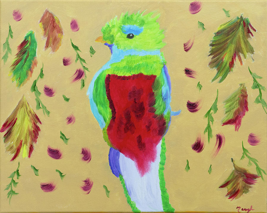 Quetzal in Rainbows Painting by Meryl Goudey