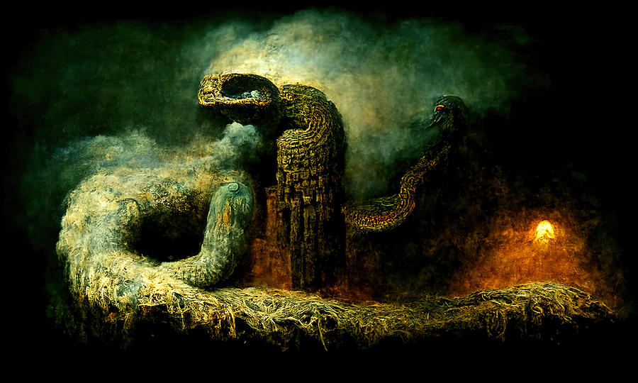 Quetzalcoatl, The Serpent God, 01 Painting by AM FineArtPrints