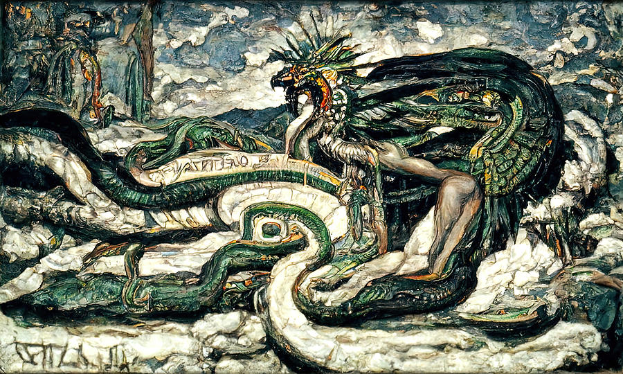 Quetzalcoatl, The Serpent God, 08 Painting by AM FineArtPrints