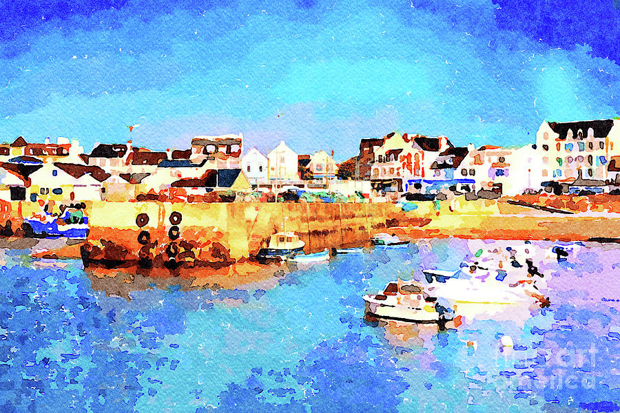 Quiberon, Cote Sauvage, France, Watercolour Photograph by Colin and Linda McKie