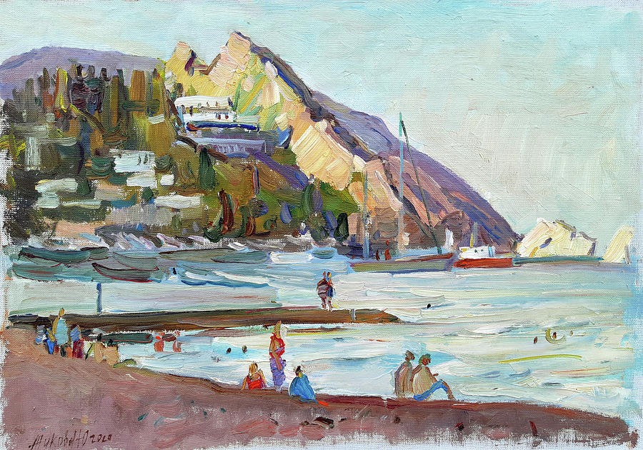 Quiet evening on the beach Painting by Juliya Zhukova