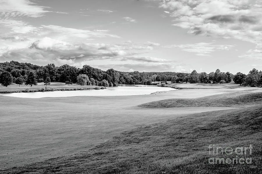 Quiet Evening On The Golf Course Grayscale Photograph by Jennifer White