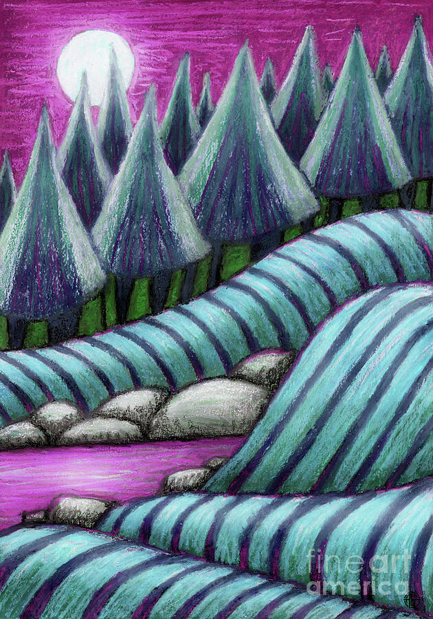 Quiet Lake Magenta  Painting by Amy E Fraser