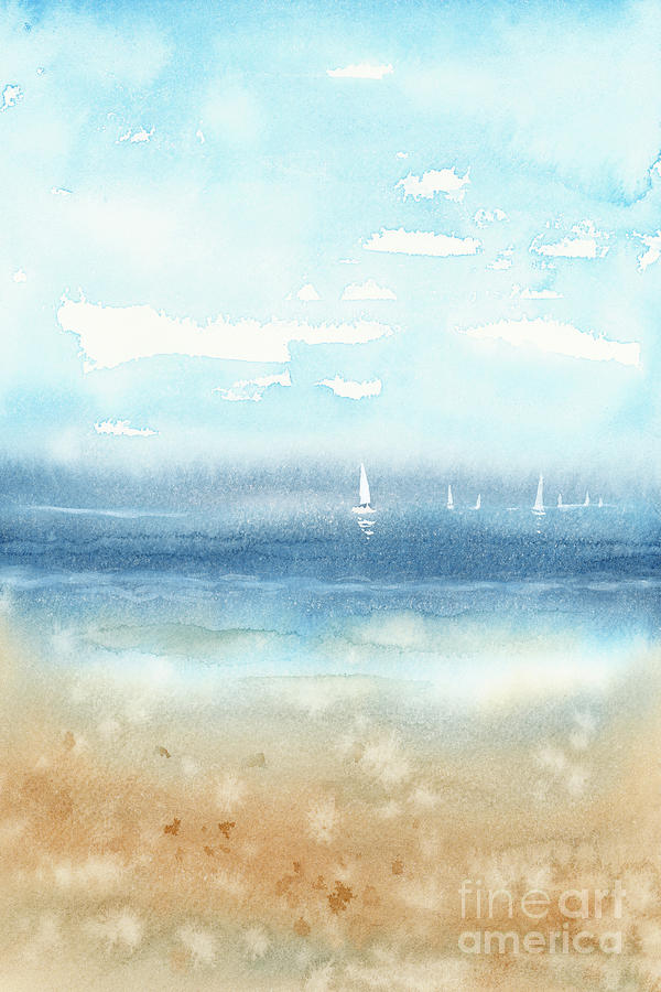 Quiet Morning on the Beach  Painting by Zaira Dzhaubaeva