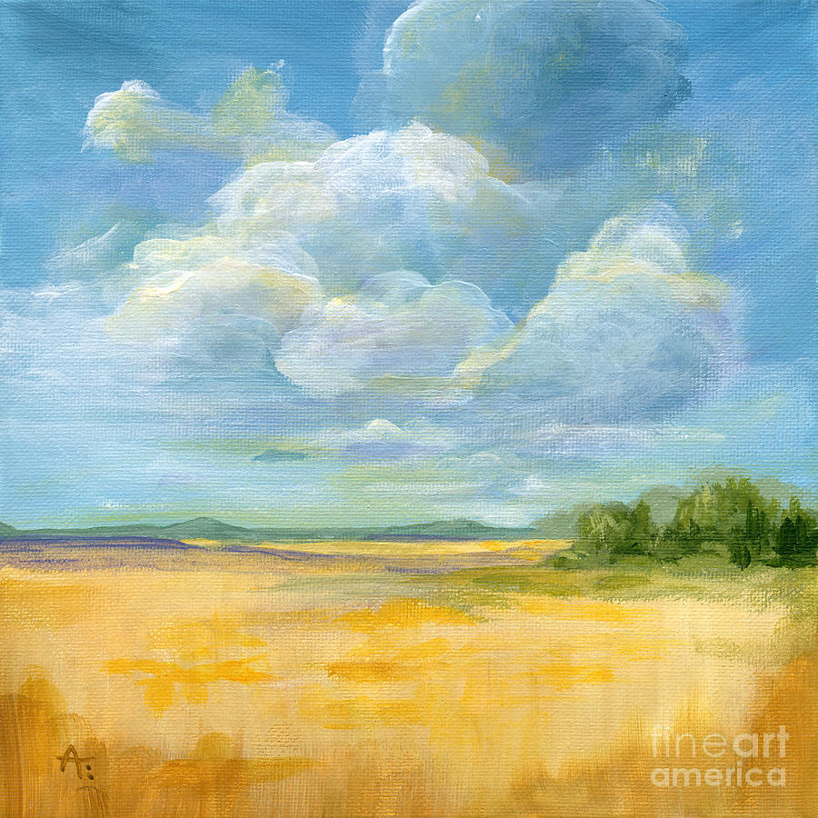 Quiet - Nebraska Skies Painting by Annie Troe